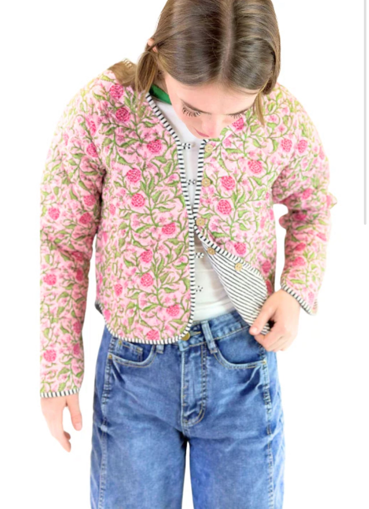 Zoie Quilted Jacket-Pink Multi