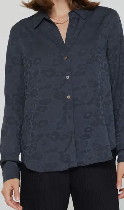 Jacquard Animal Print Blouse-Charcoal