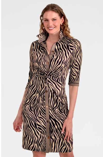 Twist & Shout Dress Animal Instincts-Tan & Black Zebra