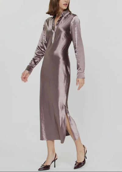 Occasion Silky Midi Dress-Mauve Brown