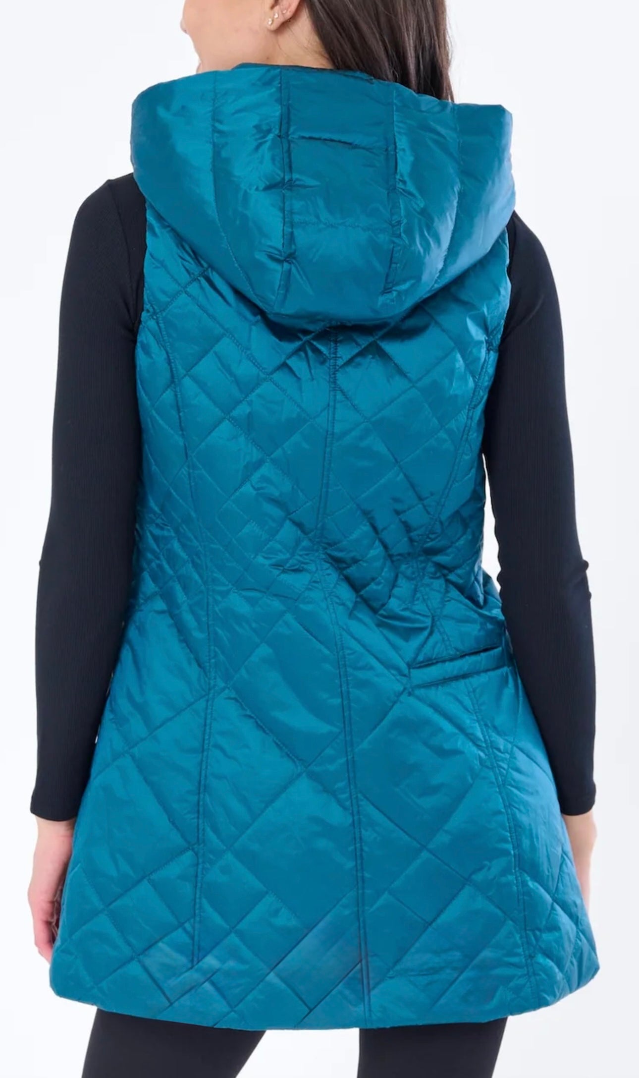 Long Vest Iridescent Peacock-Teal