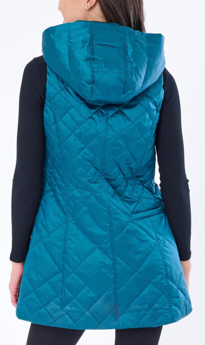 Long Vest Iridescent Peacock-Teal