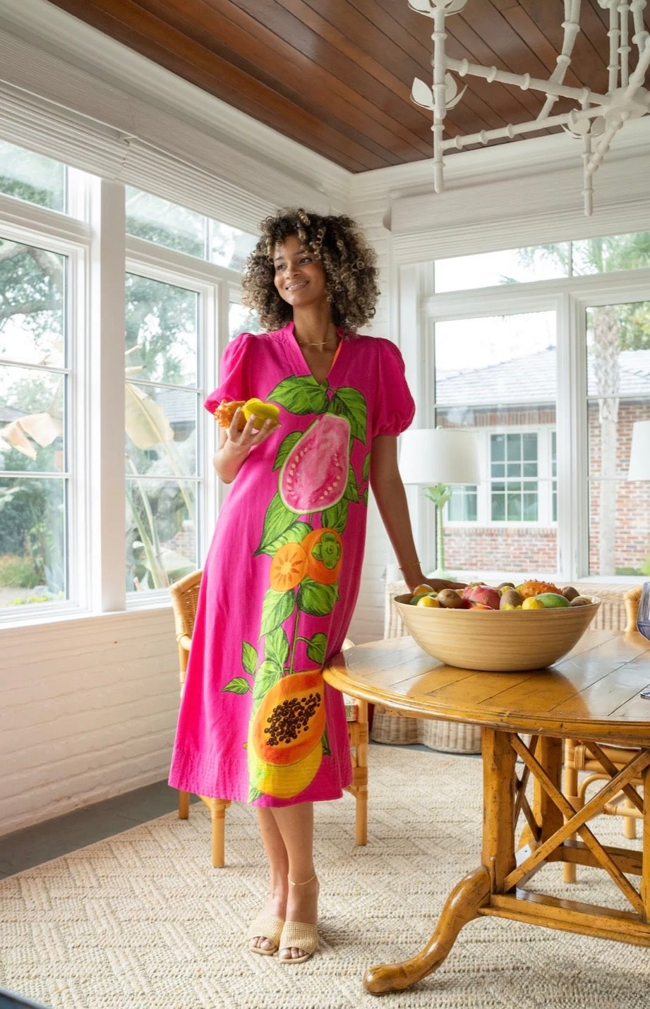 papaya midi dress Alemais + Papaya Smocked Printed Linen Midi Dress