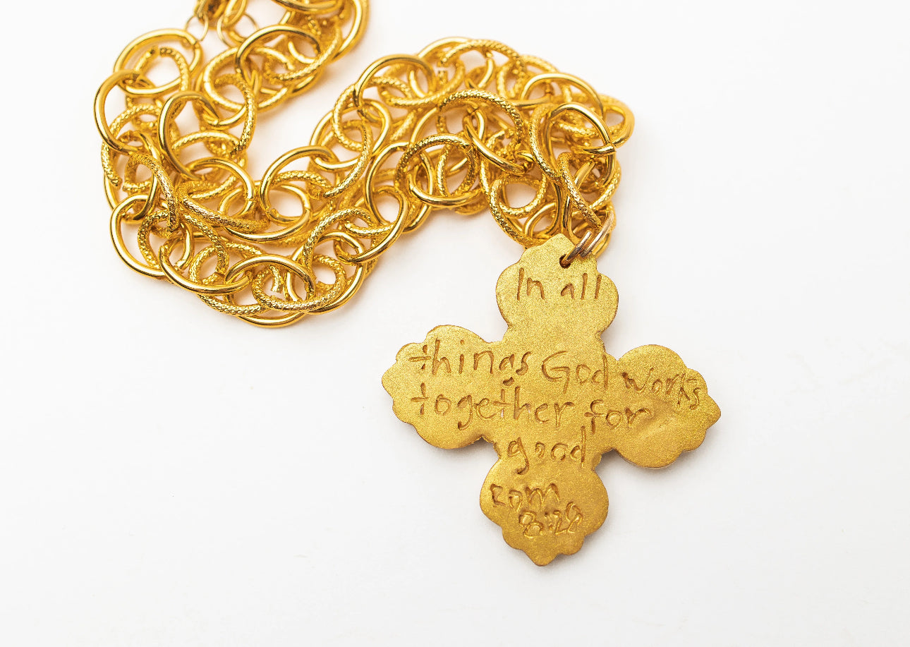 18" Double Gold Chain with Andrea Cross