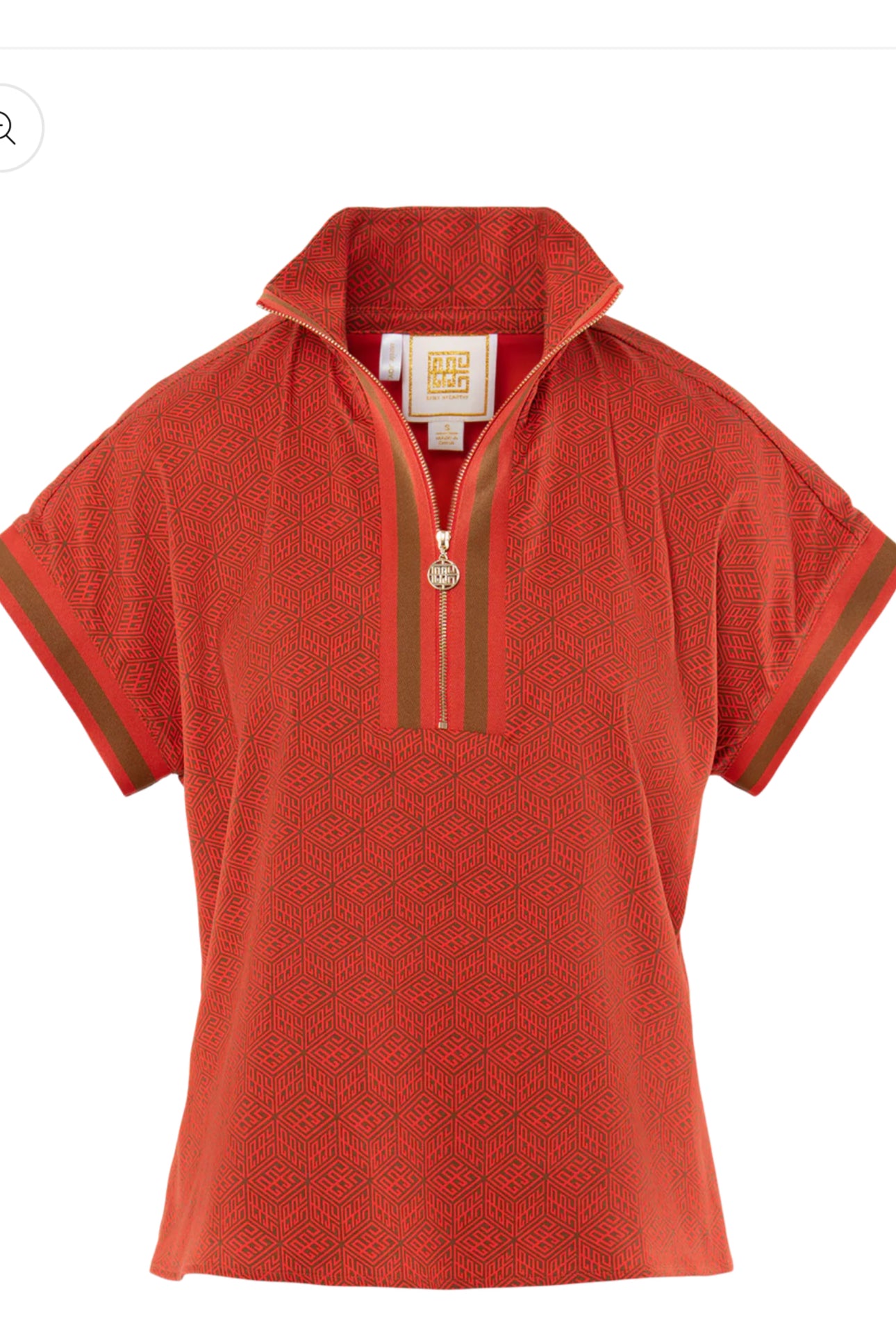 Poppy Pullover Top Monogram-Tonal Red