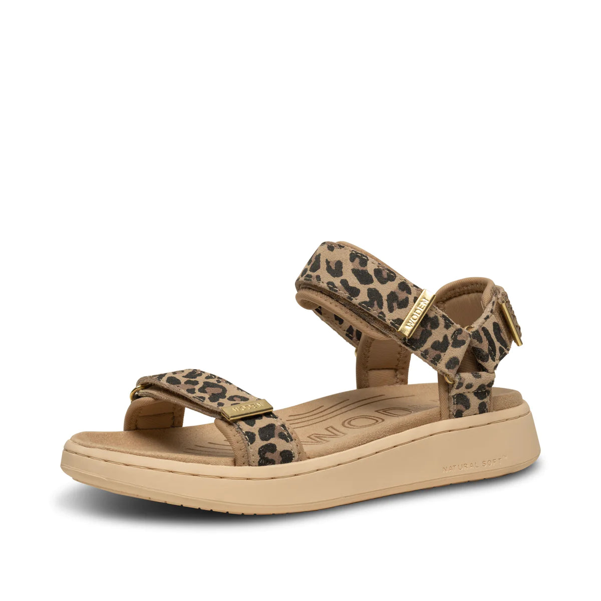 Woden Line Suede Sandals in Leopard