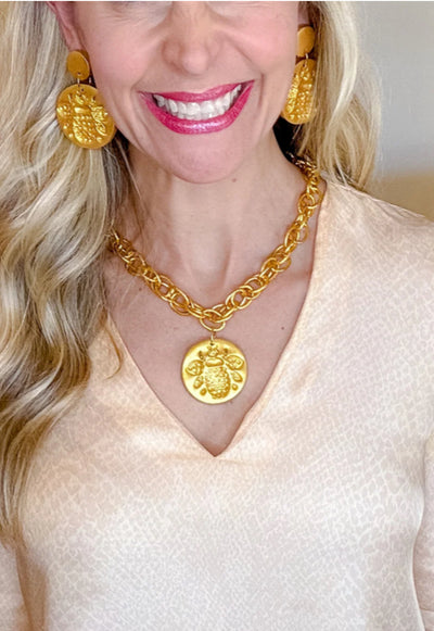 Gold Chain with Bee Medallion