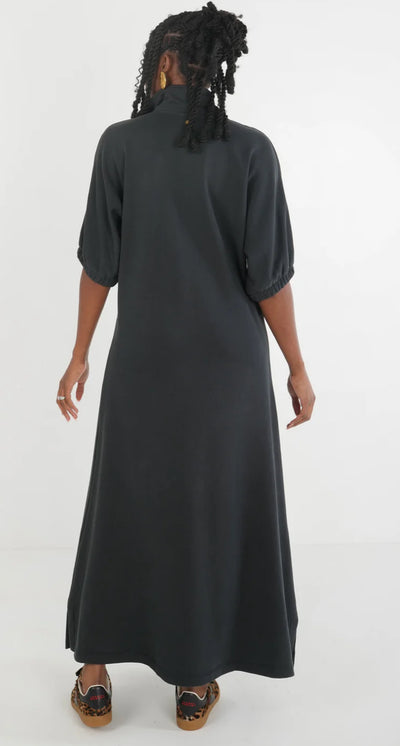 Poppy Cheetah Maxi Dress-Black