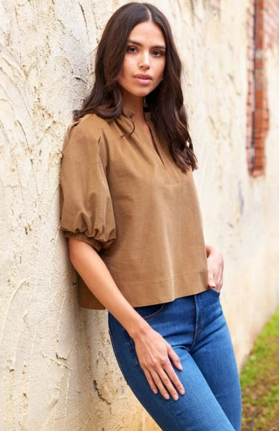 Marcie Corduroy Top-Camel