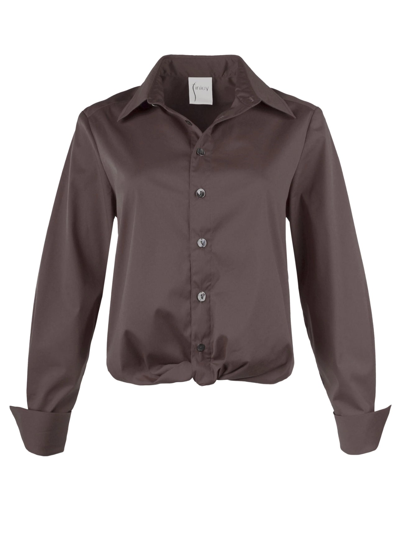 Moxie Shirt Solid Silky Poplin Chocolate Brown
