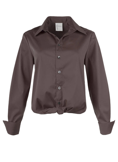 Moxie Shirt Solid Silky Poplin Chocolate Brown