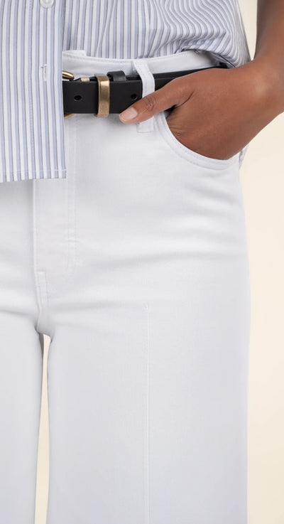 Meg Front Pin Tuck Wide Hem Denim-Optic White