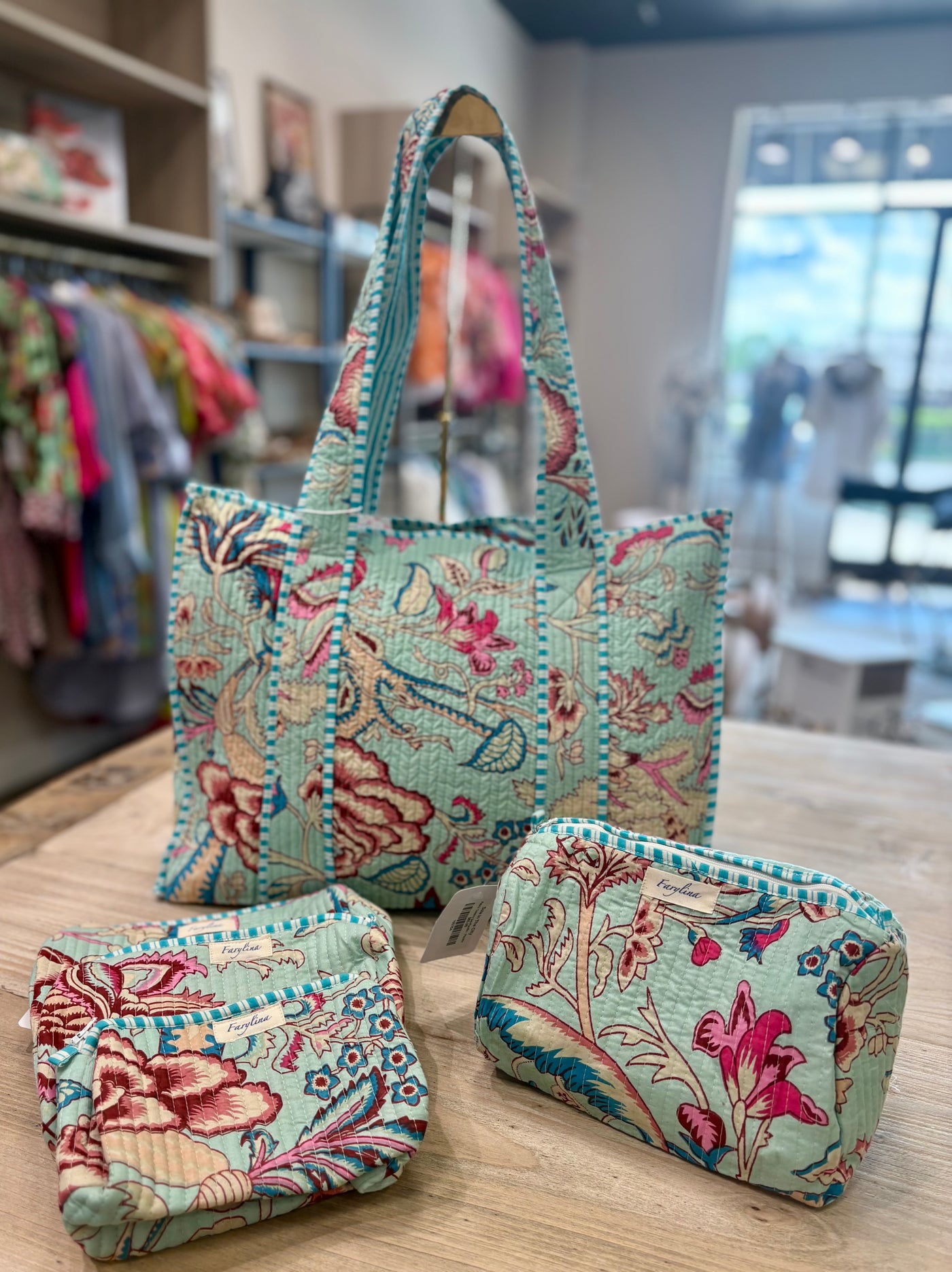 Jane Fabric Tote-Pacific