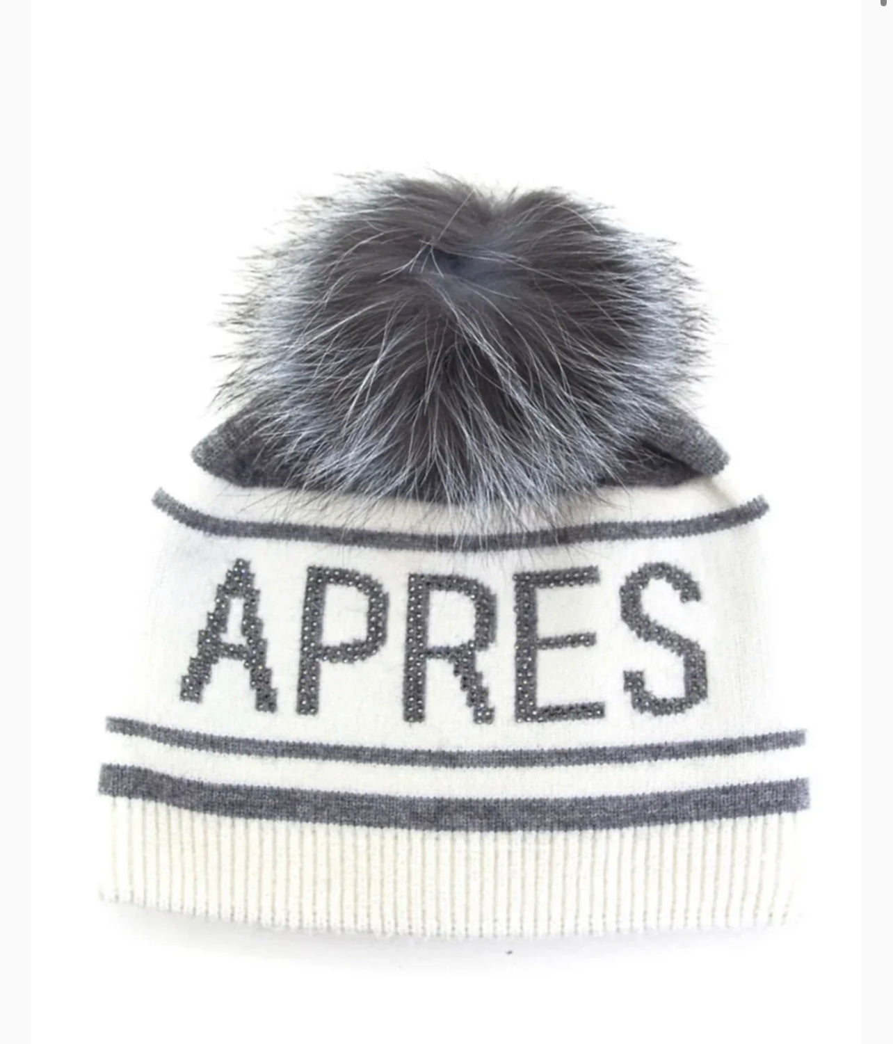 Apres Ski Hat with Fox Fur Pom