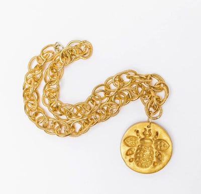 Gold Chain with Bee Medallion