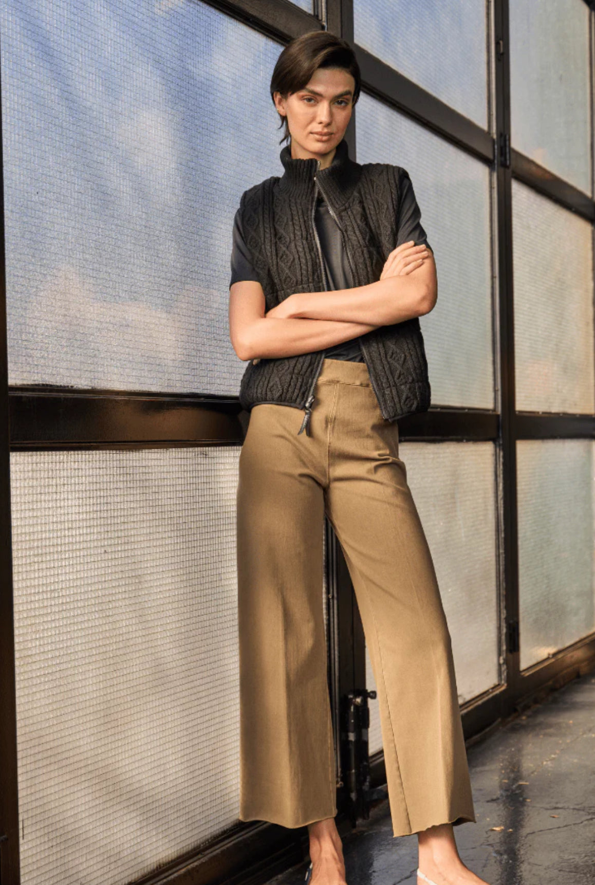 Erin Wide Leg Pant- Antique Smoked Olive