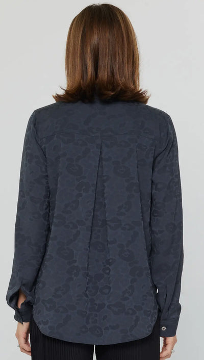 Jacquard Animal Print Blouse-Charcoal