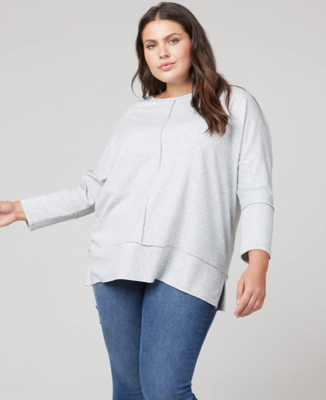Dolman 3/4 Sleeve Soft Grey Heather - Soft Heather Grey - XL