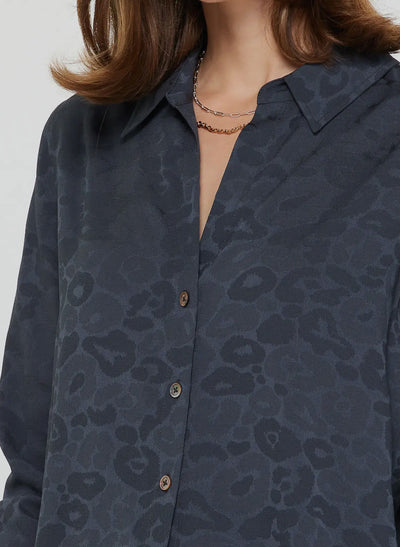 Jacquard Animal Print Blouse-Charcoal