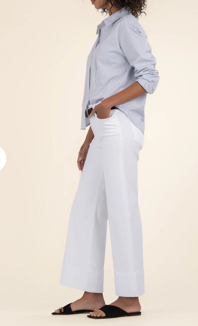 Meg Front Pin Tuck Wide Hem Denim-Optic White