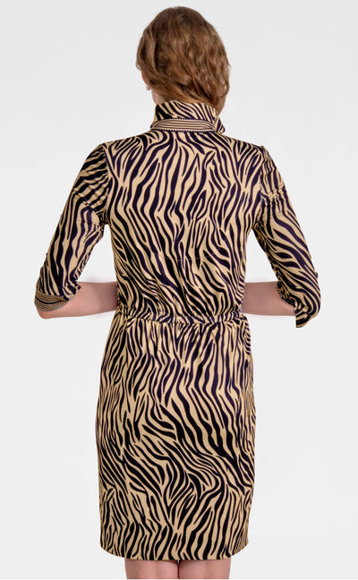 Twist & Shout Dress Animal Instincts-Tan & Black Zebra