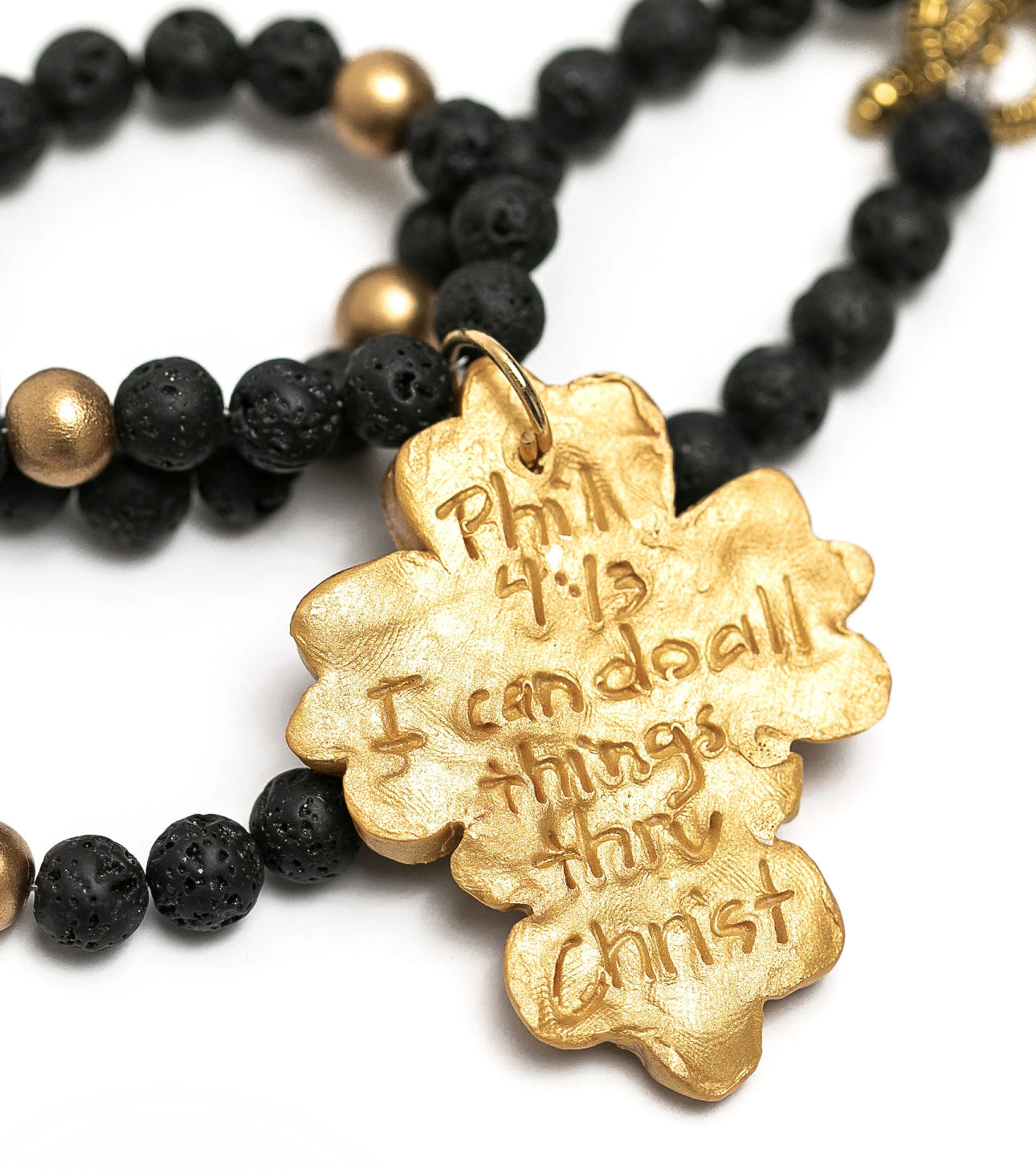 Black Lava with Cherrie Cross Necklace