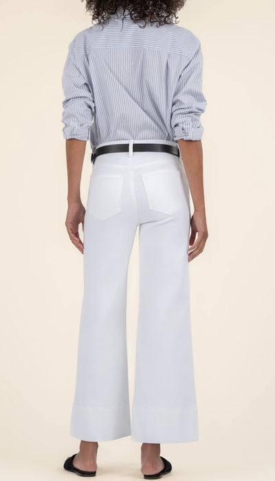 Meg Front Pin Tuck Wide Hem Denim-Optic White
