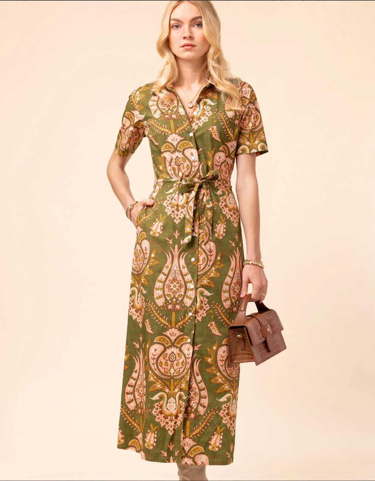 Allison Midi Dress-Olive