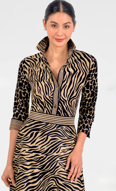 Boyfriend Shirt Animal Instincts-Zebra Khaki