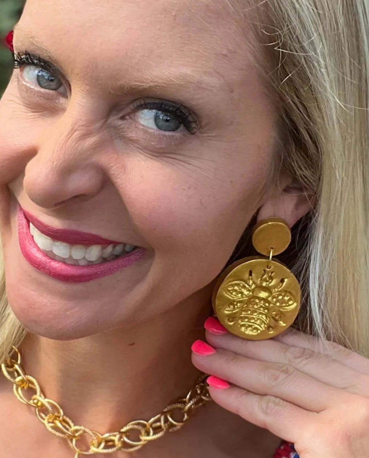 HTJ Bee Double Dangles-Gold