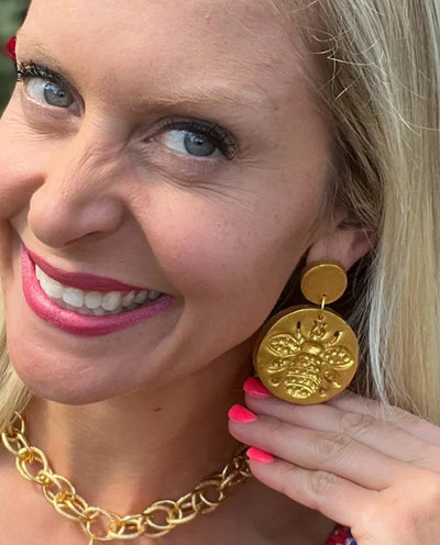HTJ Bee Double Dangles-Gold