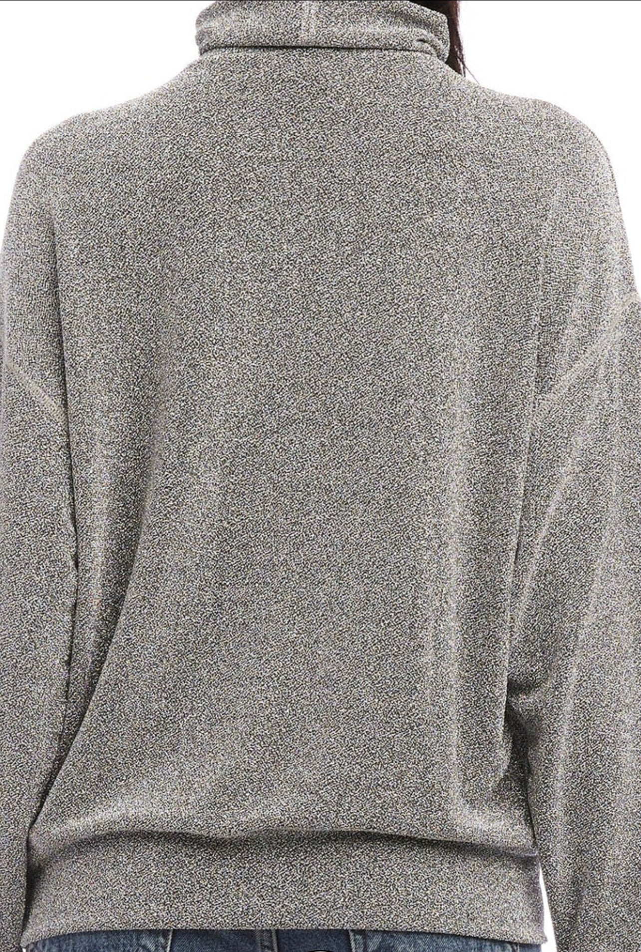Faux Wrap Turtleneck Metallic