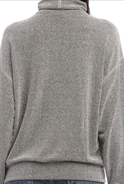 Faux Wrap Turtleneck Metallic