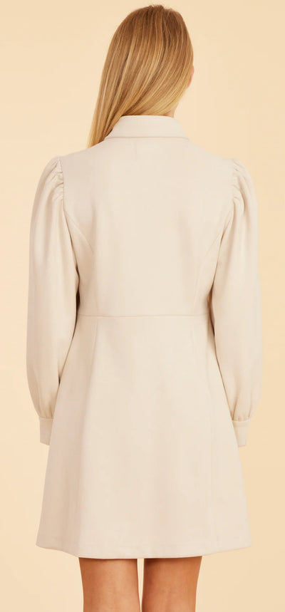 Faux Suede Dress-Creme