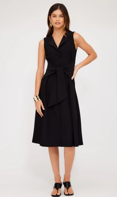 Tie Front Dress-Black