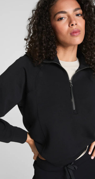Air Essentials Half Zip Top-Very Black