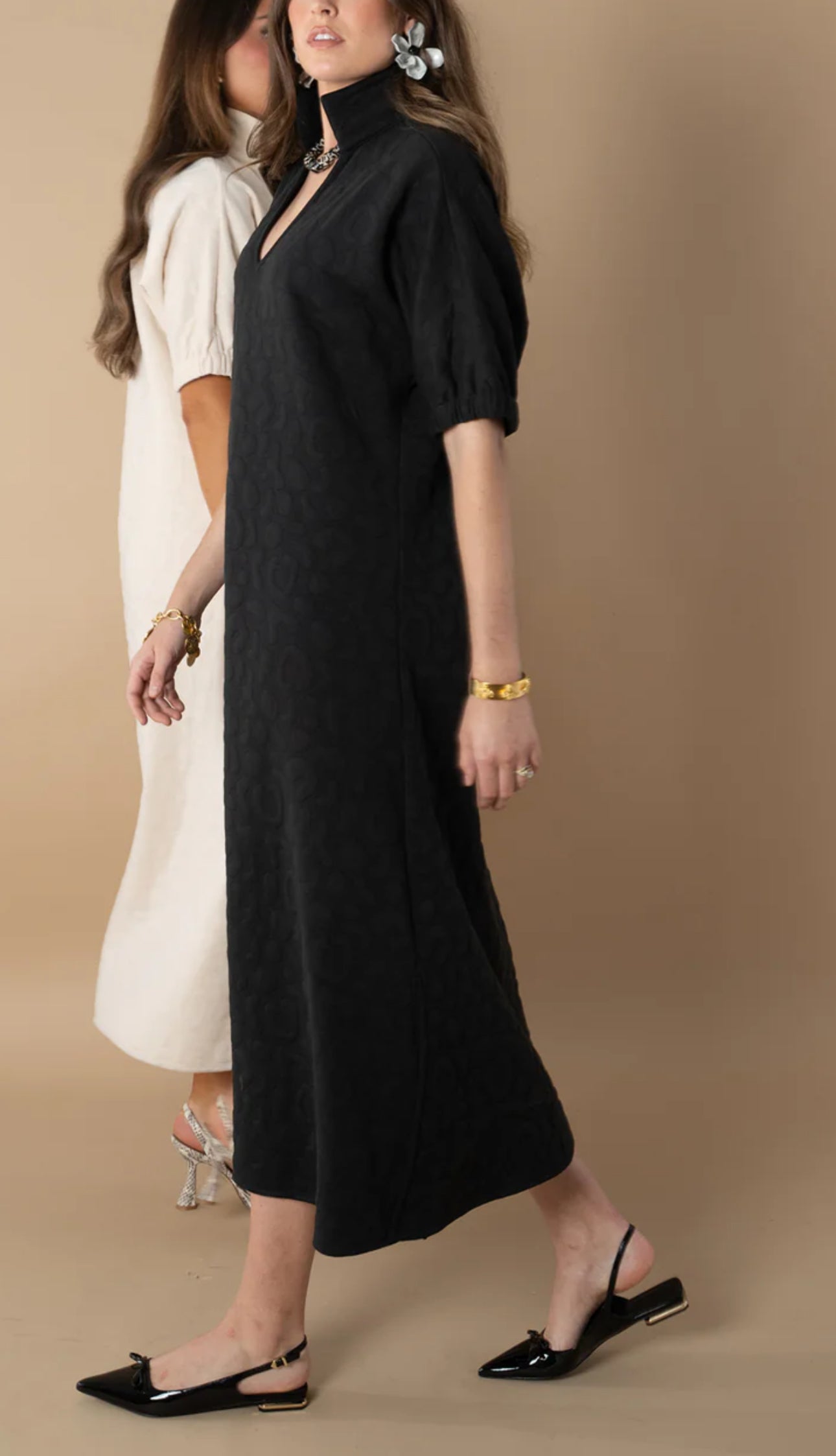 Poppy Cheetah Maxi Dress-Black