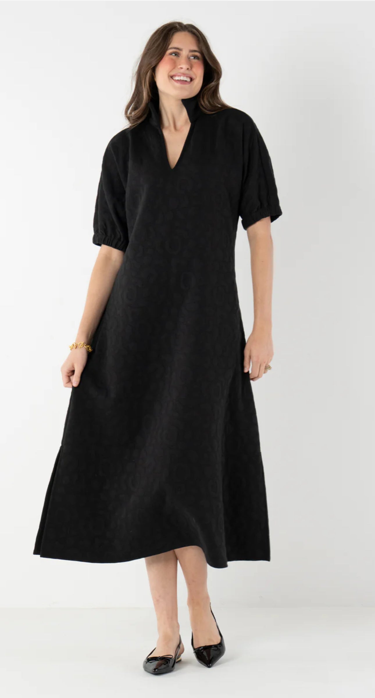 Poppy Cheetah Maxi Dress-Black