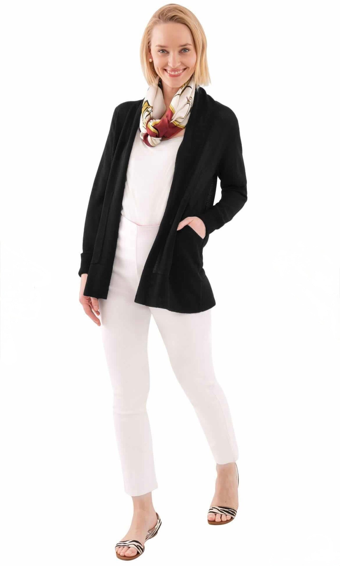 Open Cardigan Sweater-Black