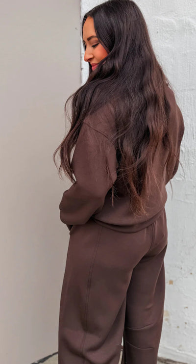 Modal Collared Pullover Top-Coffee Bean