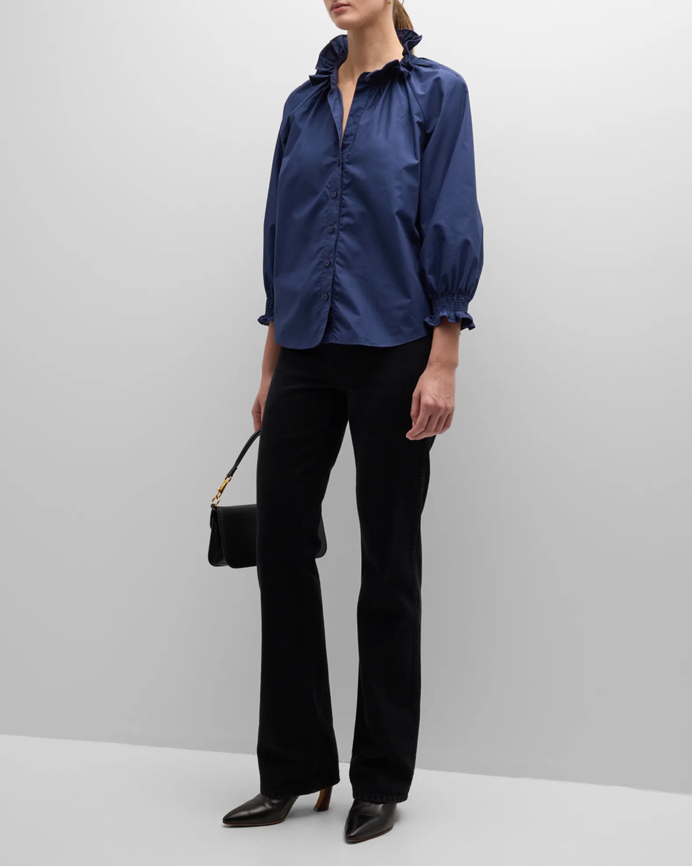 Fiona Shirt Silky Poplin Navy