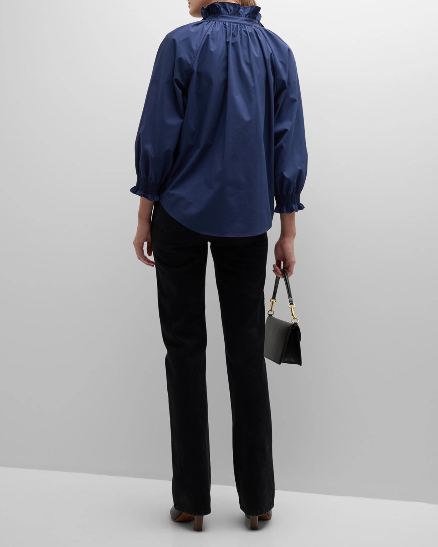 Fiona Shirt Silky Poplin Navy