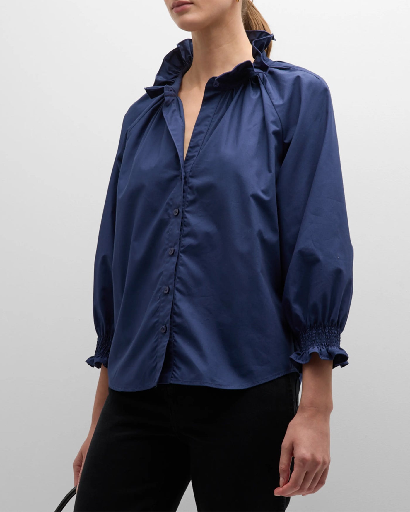 Fiona Shirt Silky Poplin Navy