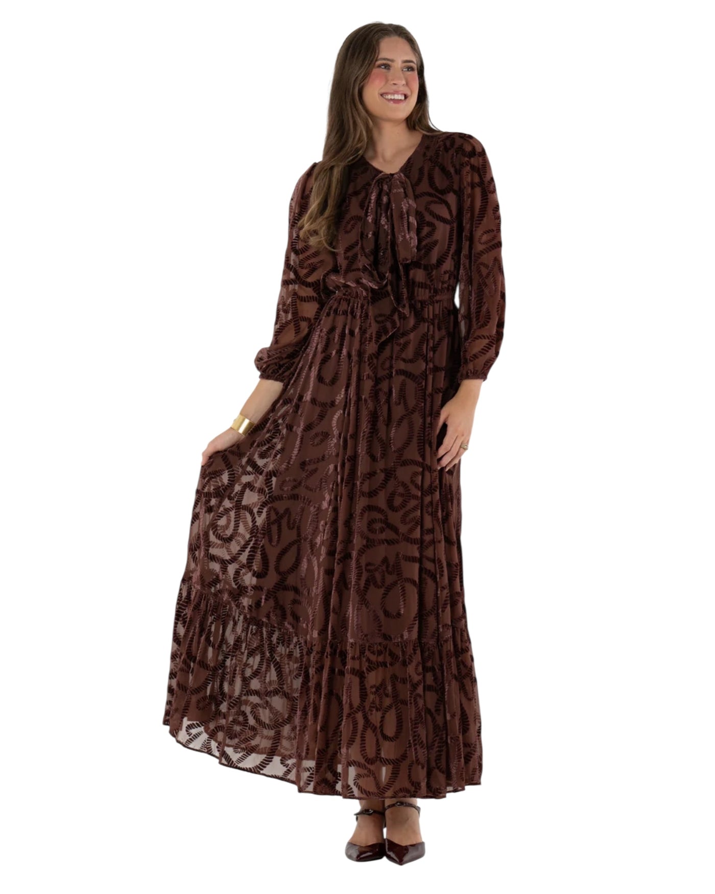 Lillian Dress Rope/Velvet-Wine