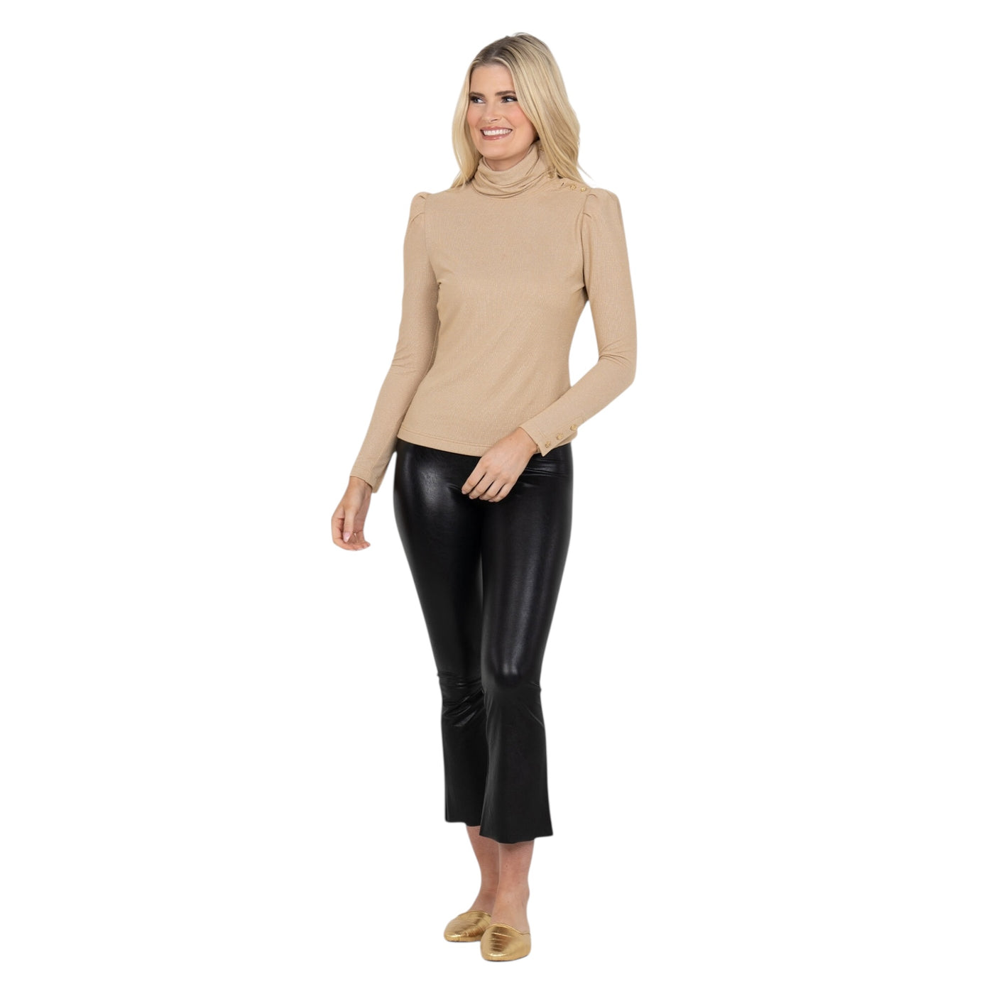 Tessa Turtleneck Metallic Gold Knit