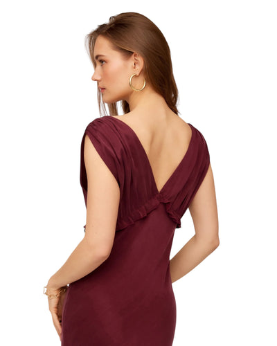Cierra Ruffle Detail Midi Dress