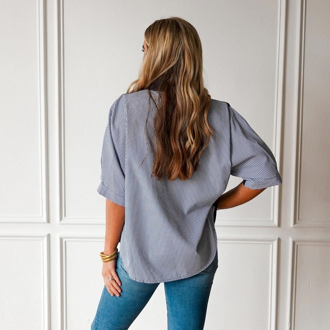 Caroline Contrast Navy Stripe