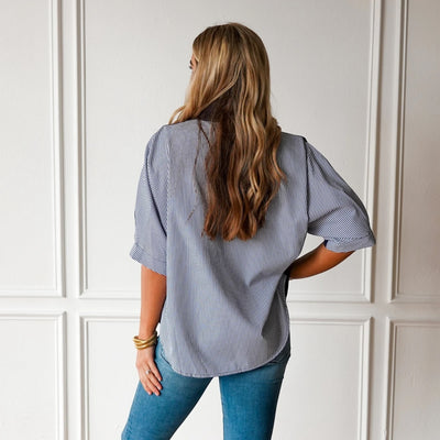 Caroline Contrast Navy Stripe