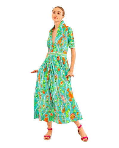 June Dress -  Symphony Dress - Turquoise/Orange