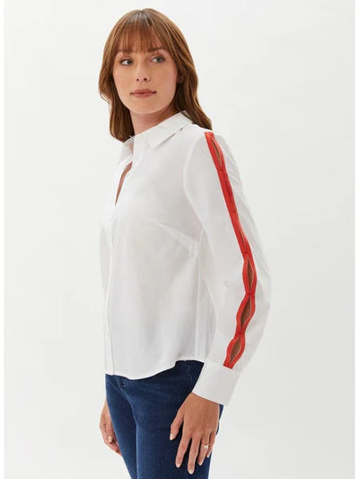 Davis Shirt in White/Poppy